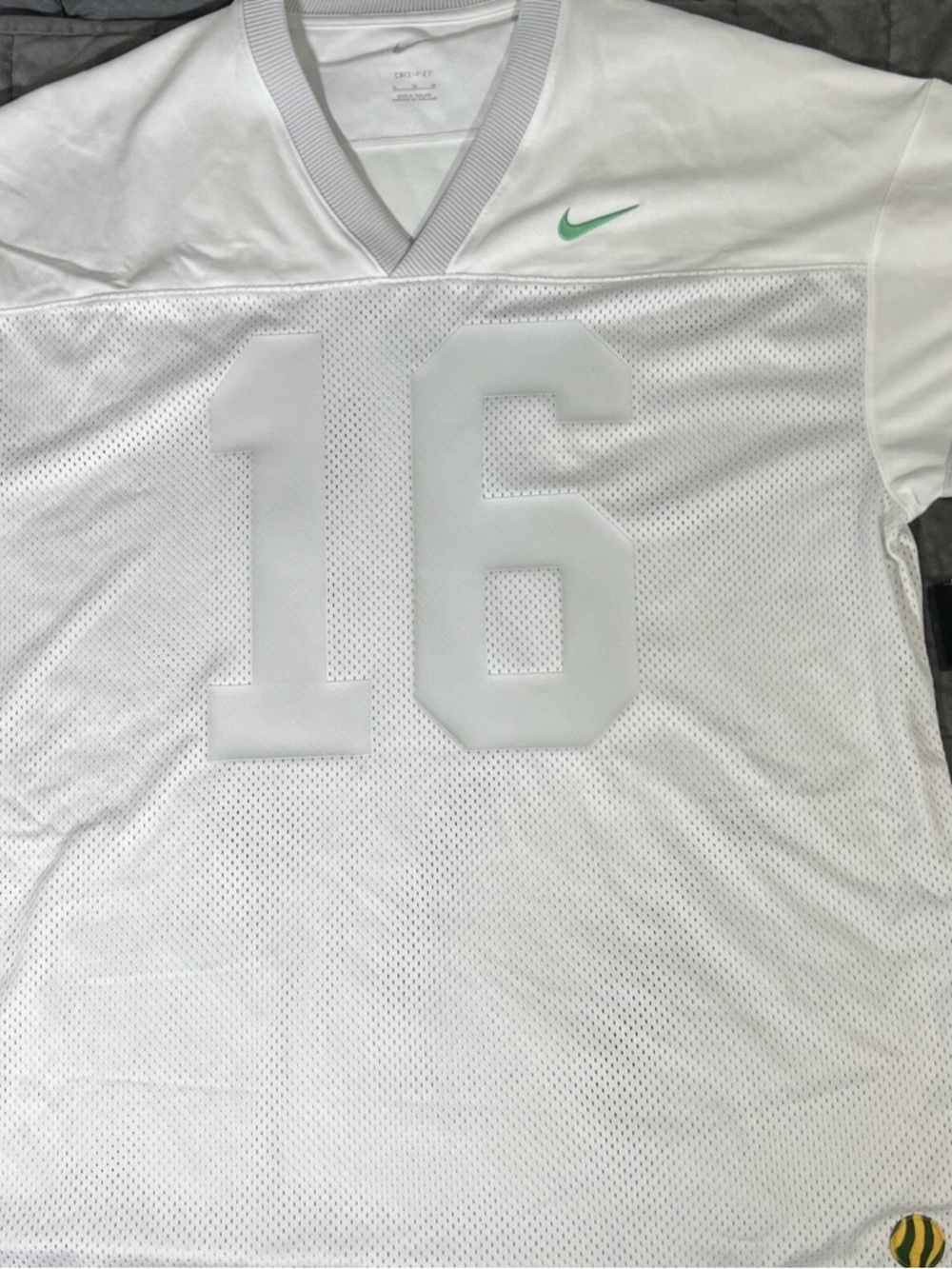 New Nike White Mesh Football Jersey with Mint Swoosh and Number 16 large